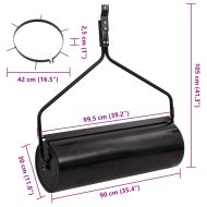 Градински валяк за трева със скоби аератор, черен, 63 л, желязо