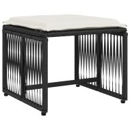 Градински трапезен комплект 7 части възглавници черен полиратан