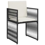 Градински трапезен комплект 7 части възглавници черен полиратан