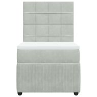 Боксспринг легло с матрак, светлосиво, 90x200 см, кадифе