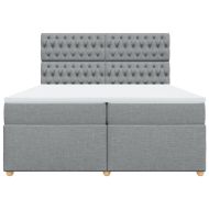 Боксспринг легло с матрак, светлосиво, 200x200 см, плат