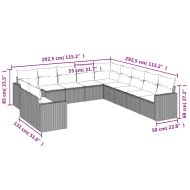 Градински комплект с възглавници, 11 части, светлосив полиратан