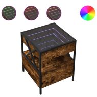 Маса за кафе с Infinity LED, опушен дъб, 40x40x51 см