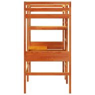 Таванско легло без матрак, восъчнокафяв, 90x190 см, бор масив