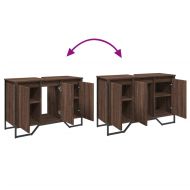 Шкаф за мивка за баня, кафяв дъб, 91x35x60 см, инженерно дърво