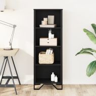 Библиотека черна 50x31x137,5 см инженерно дърво