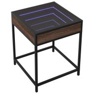 Маса за кафе с Infinity LED, кафяв дъб, 40x40x51 см