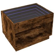 Маса за кафе с Infinity LED, опушен дъб, 70x50x50 см