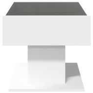 Маса за кафе с LED, бяла, 70x50x45 см, инженерно дърво