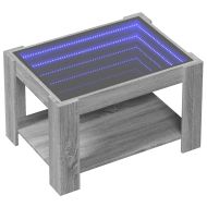 Маса за кафе с LED, сив сонома, 73x53x45 см, инженерно дърво