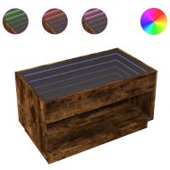 Маса за кафе с Infinity LED, опушен дъб, 90x50x50 см