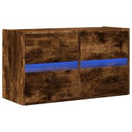 Стенен ТВ шкаф с LED осветление, опушен дъб, 80x31x45 см