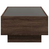 Маса за кафе с LED, кафяв дъб, 90x50x30 см, инженерно дърво