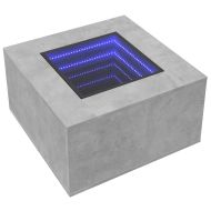 Маса за кафе с LED, бетонно сивa, 60x60x40 см, инженерно дърво