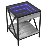Маса за кафе с Infinity LED, сив сонома, 40x40x49 см