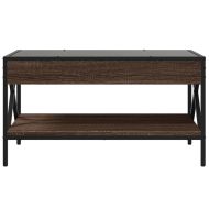 Маса за кафе с Infinity LED, кафяв дъб, 70x50x38 см
