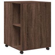 Странична маса с колела кафяв дъб 55x60x78 см инженерно дърво