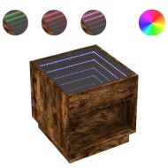 Маса за кафе с Infinity LED, опушен дъб, 50x50x50 см