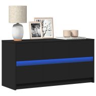 ТВ шкаф с LED, черен, 100x34x50 см, инженерно дърво