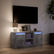 ТВ шкаф с LED, бетонно сив, 100x34x50 см, инженерно дърво