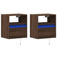 Стенни ТВ шкафове с LED лампи, 2 бр, кафяв дъб, 41x31x45 см
