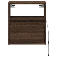 Стенни ТВ шкафове с LED лампи, 2 бр, кафяв дъб, 41x31x45 см