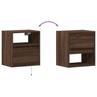 Стенни ТВ шкафове с LED лампи, 2 бр, кафяв дъб, 41x31x45 см