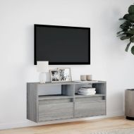 Стенен ТВ шкаф с LED осветление, сив сонома, 100x31x45 см