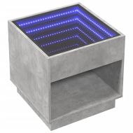 Нощна масичка с Infinity LED, бетонно сива, 50x50x50 см