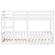 Двуетажно легло, бяло, 75x190 см, борово дърво масив