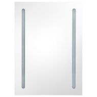 LED шкаф с огледало за баня, сияйно бяло, 50x13x70 см