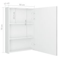 LED шкаф с огледало за баня, сияйно бяло, 50x13x70 см