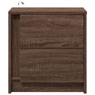 Нощно шкафче с LED осветление, кафяв дъб, инженерно дърво