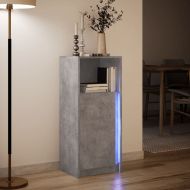 Сайдборд с LED, бетонно сив, 42,5x34x100 см, инженерно дърво