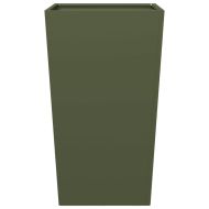 Градинска кашпа, маслиненозелена, 45x45x75 см, стомана