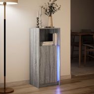 Сайдборд с LED, сив сонома, 42,5x34x100 см, инженерно дърво