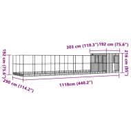 Волиера с удължение сребриста 1118x303x216 см стомана