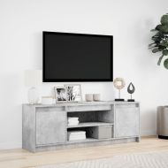 ТВ шкаф с LED, бетонно сив, 139,5x34x50 см, инженерно дърво