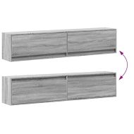 Стенен ТВ шкаф с LED, сив сонома, 180x31x38 см