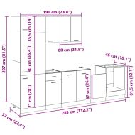 Комплект кухненски шкафове, 7 части, "Lyon", дъб сонома, инженерно дърво