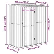 Градинска барака антрацит 180,5x97x209,5 см поцинкована стомана