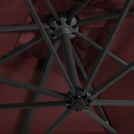Конзолен градински чадър, с LED светлини, бордо, 250x250 см