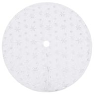 Луксозна коледна пола за елха, бяла, 122 см, изкуствена кожа