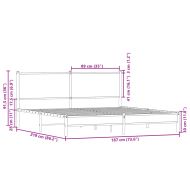 Метална рамка за легло, без матрак, опушен дъб, 183x213 см