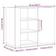 Стенен шкаф, бетонно сив, 75x35x60 см, инженерно дърво