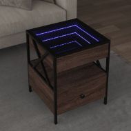 Маса за кафе с Infinity LED, кафяв дъб, 40x40x51 см