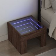 Нощна масичка с Infinity LED, кафяв дъб, 40x40x30 см