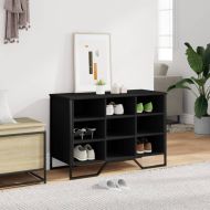 Шкаф за обувки, черен, 90x38x61,5 см, инженерно дърво