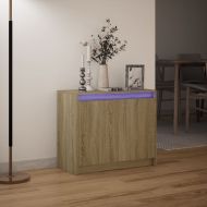 Сайдборд с LED, дъб сонома, 72x34x61 см, инженерно дърво