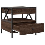 Маса за кафе с Infinity LED, кафяв дъб, 50x50x51 см